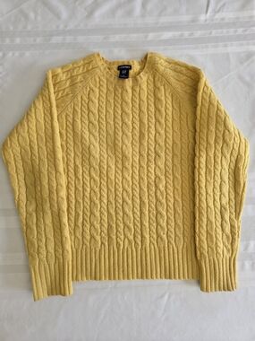 GAP Women's Yellow Cable-Knit Crewneck Sweater